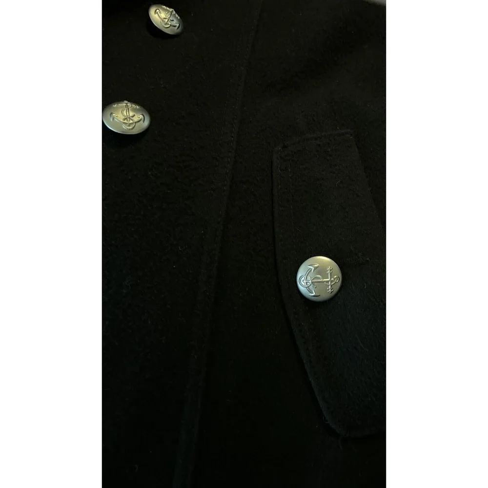 Nautica  SZ 4 Wool Blend Peacoat Black Anchor Silver Buttons Double Breasted